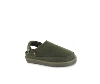 Ruby: Memory Foam Ankle Strap Faux Fur Slippers - Olive