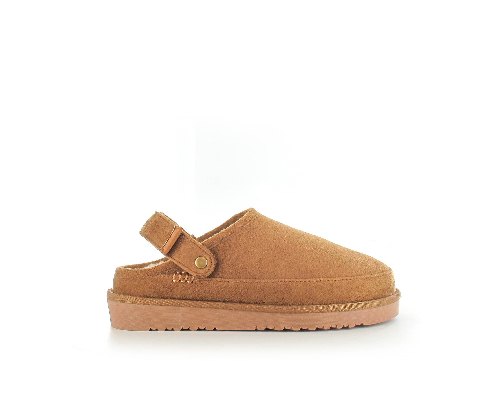 Ruby: Memory Foam Ankle Strap Faux Fur Slippers Chestnut