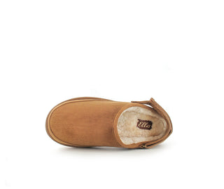 Ruby: Memory Foam Ankle Strap Faux Fur Slippers - Chestnut