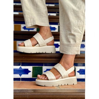 Sadie: Women's Strap Flatform Sandals - Cream