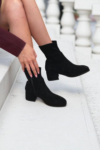 Sammy: Ankle Boot - Black Faux Suede