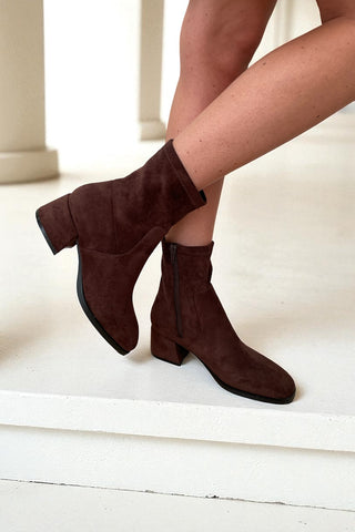 Sammy: Ankle Boot - Brown Faux Suede