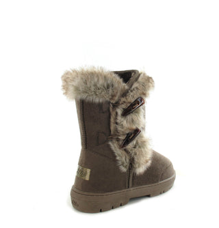 Savannah: Luxury Faux Fur Lined Button Ankle Boot - Mocca