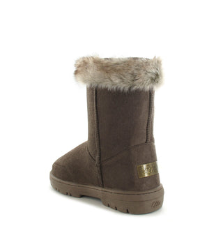 Savannah: Luxury Faux Fur Lined Button Ankle Boot - Mocca