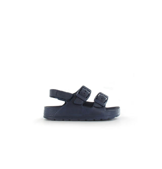 Shells: Infants Double Buckle Three Strap Slides - Navy