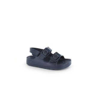 Shells: Infants Double Buckle Three Strap Slides - Navy