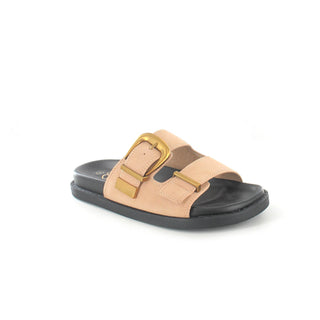 Sienna: Flat Cushioned Bed Buckled Sandal - Stone