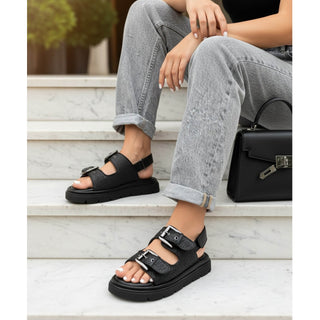 Sloane: Buckled Sandals - Black