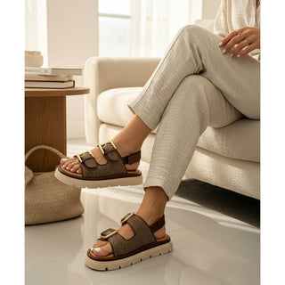 Sloane: Buckled Sandals - Brown