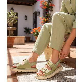 Sloane: Buckled Sandals - Olive