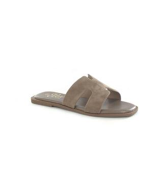 Summer: Flat Cushioned Bed Sandal - Taupe Faux Suede