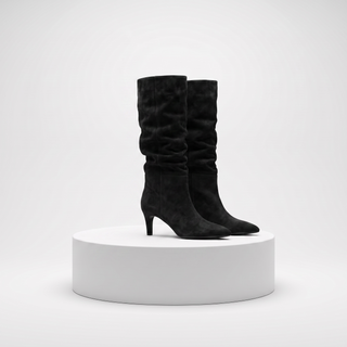 Sutton - Slouch Low Heeled Boot - Black