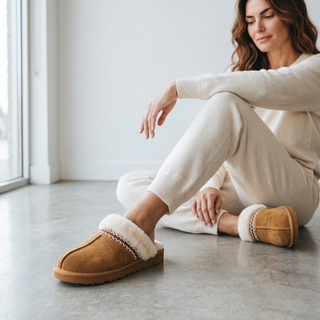 Taylor - Luxury Faux Fur Lined Slippers - Chestnut