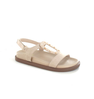 Teddi : Comfort Memory Foam Strapped Sandals - Stone