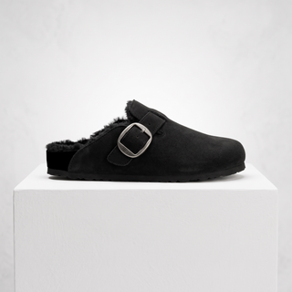 Tessa - Fur Clogs - Black