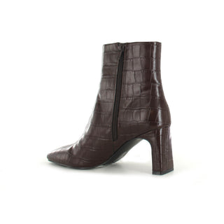 Vivi: Low Heel Ankle boot - Brown Croc