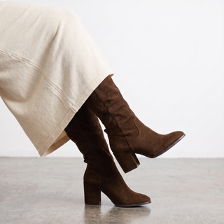 Paige: Knee High Magic Stretch Boot - Brown