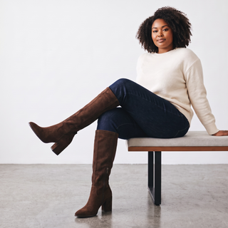 Paige: Knee High Magic Stretch Boot - Brown