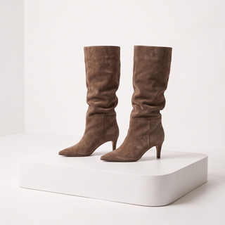 Sutton -Slouch Low Heeled Boot -Khaki