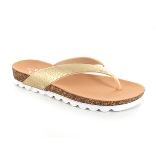Hazel: Women's Cushioned Toe Post Sandals - Gold