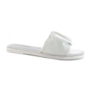 Megan: Women's Thick Strap Square Toe Slide - White