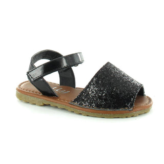 Palma : Infant Girls Menorcan Style Open Toe Sandals - Black