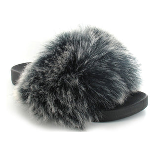 Tutu: Women's Fluffy Slides - Black/Cream