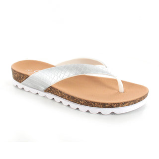 Hazel: Women's Cushioned Toe Post Sandals - Silver