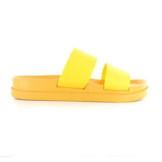 Fifi: Women's Double Thick Plain Strap Slide - Yellow
