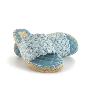 Esther: Women's Woven Flat Espadrille Sandal - Blue