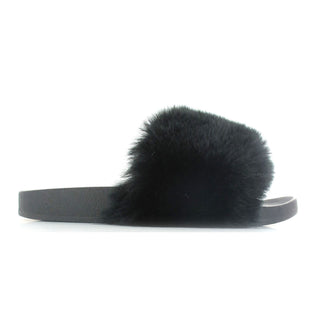 Tutu: Women's Fluffy Slides - Black