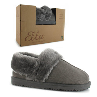 Billie: Women's Luxury Fur Lined Full Slippers - Grey