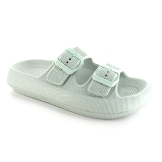 Air: Women's Double Buckle Strap Cushioned Slides - Mint